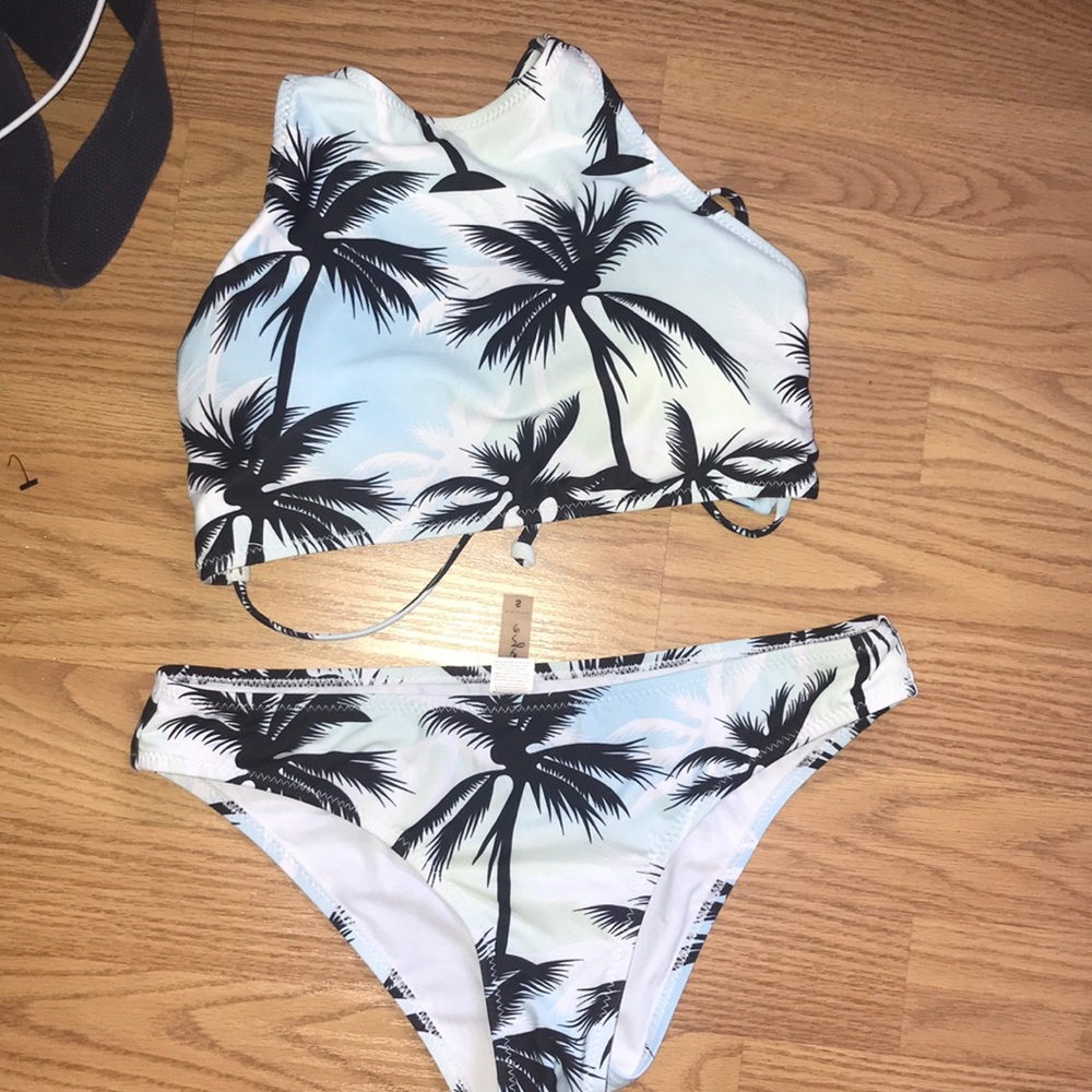 palm tree bikini top&bottom